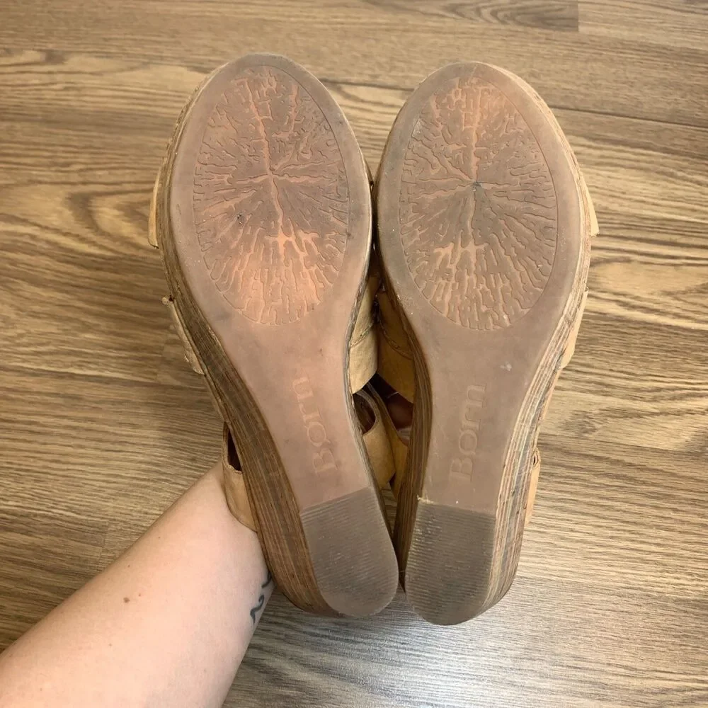 Born Multicolor‎ Cork Wedge Heel Leather Sandals - Size 11 EU 43